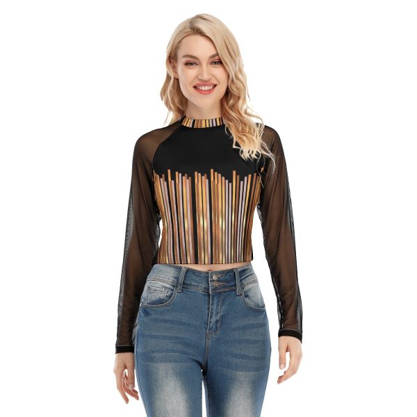 All-Over Print Women's Raglan Mesh Long Sleeve Top