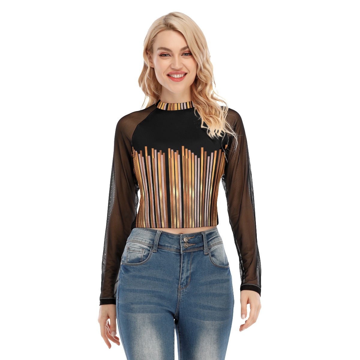 All-Over Print Women's Raglan Mesh Long Sleeve Top