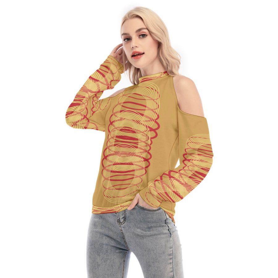 All-Over Print Women's Cold Shoulder Sweatirt - Image 2