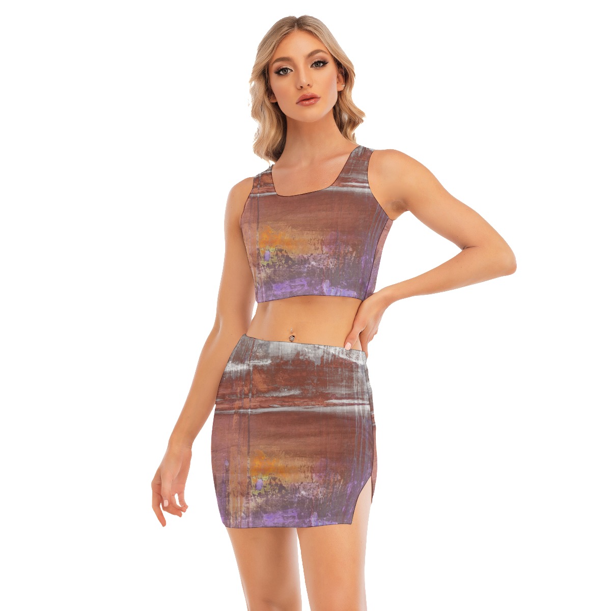 All-Over Print Women's Camisole And Hip Skirt Suit