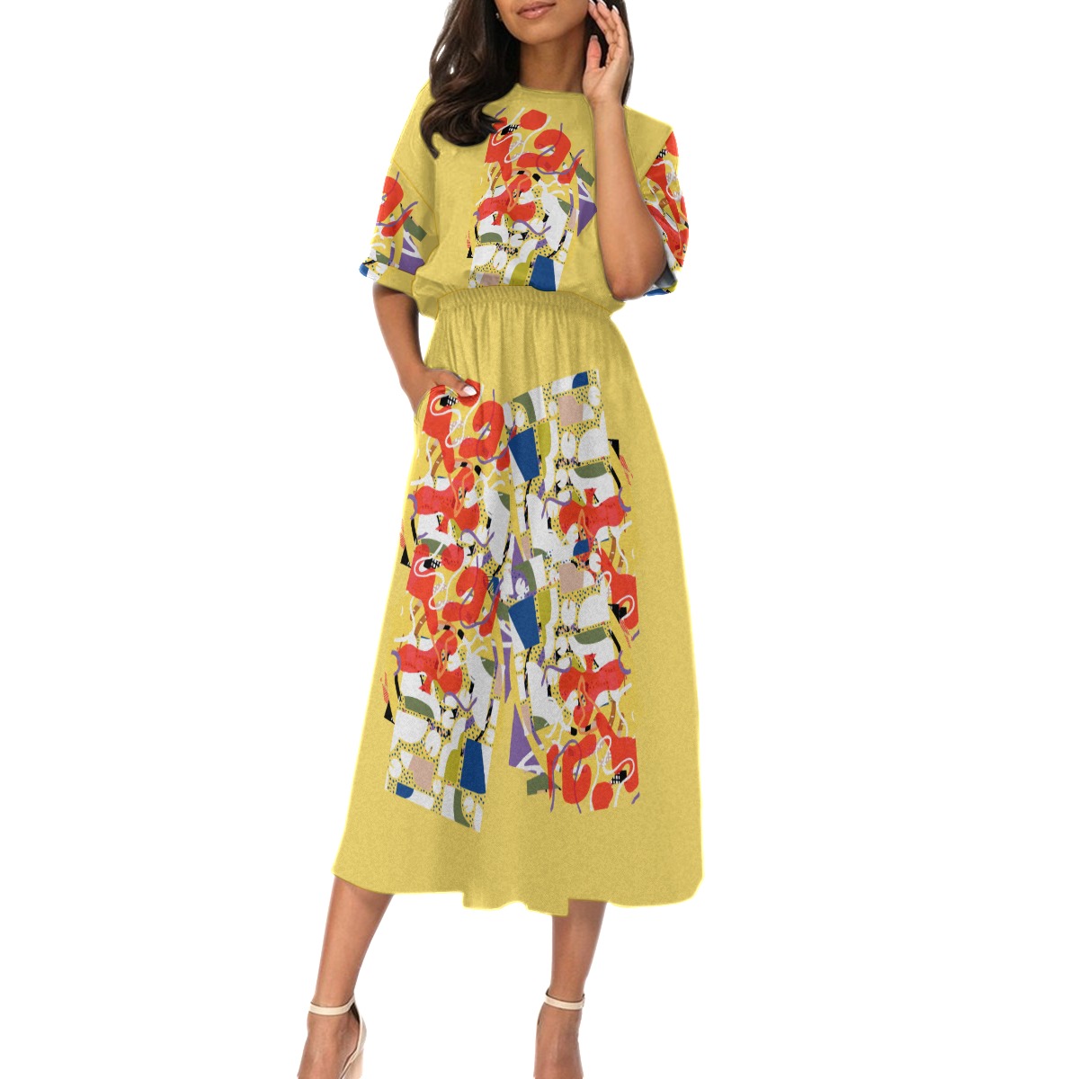 All-Over Print Women's Elastic Waist Dress - Image 2