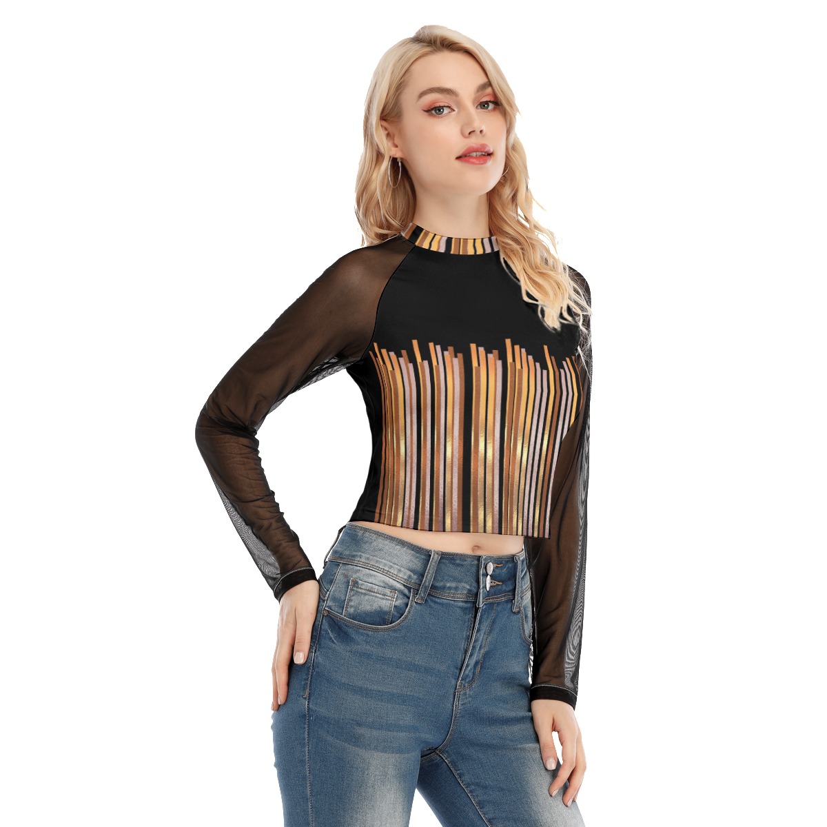 All-Over Print Women's Raglan Mesh Long Sleeve Top - Image 3