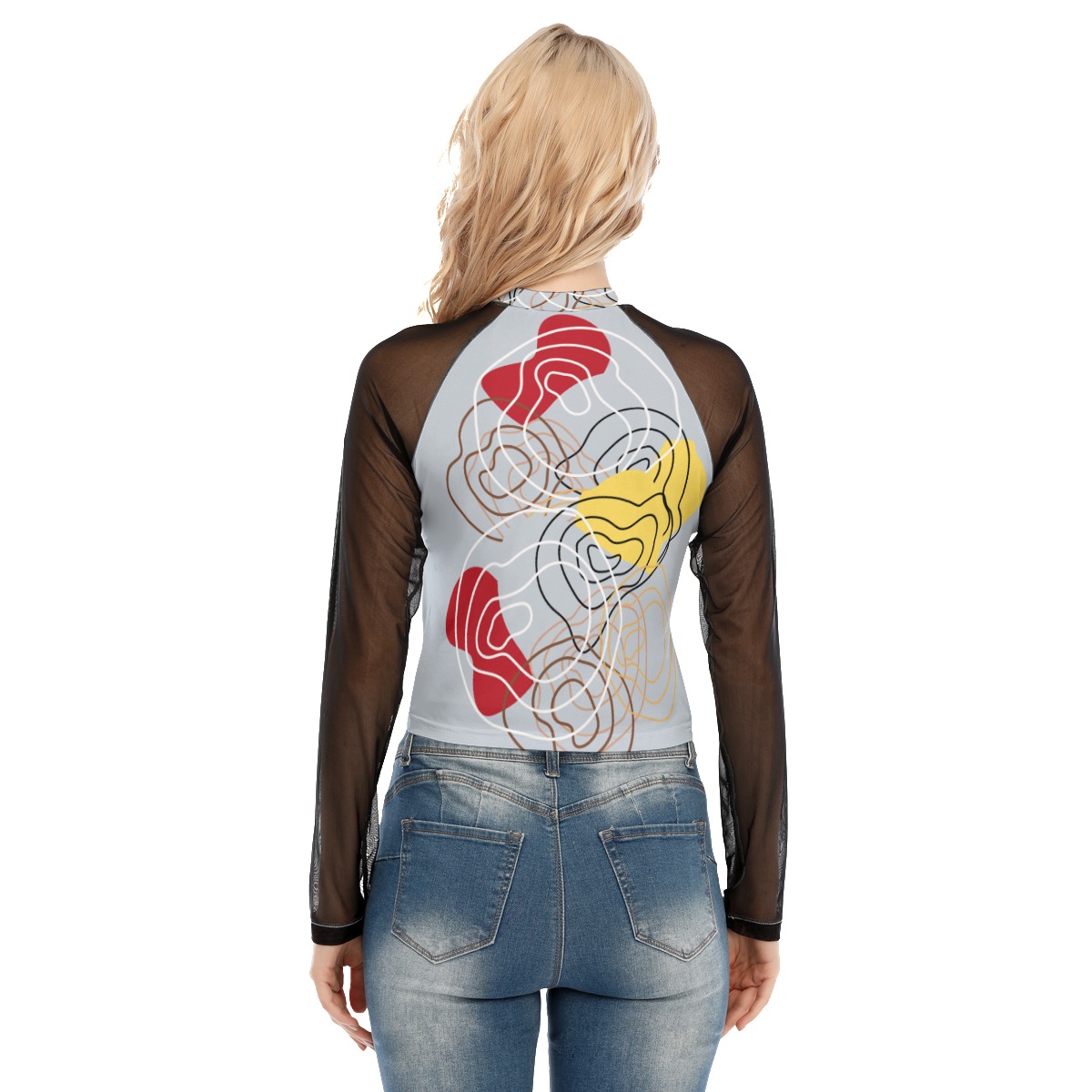 All-Over Print Women's Raglan Mesh Long Sleeve Top - Image 4