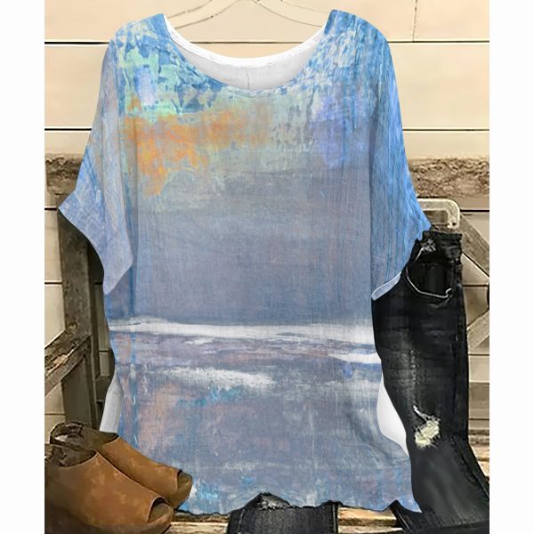 All-Over Print Women's T-shirt with Bat Sleeve