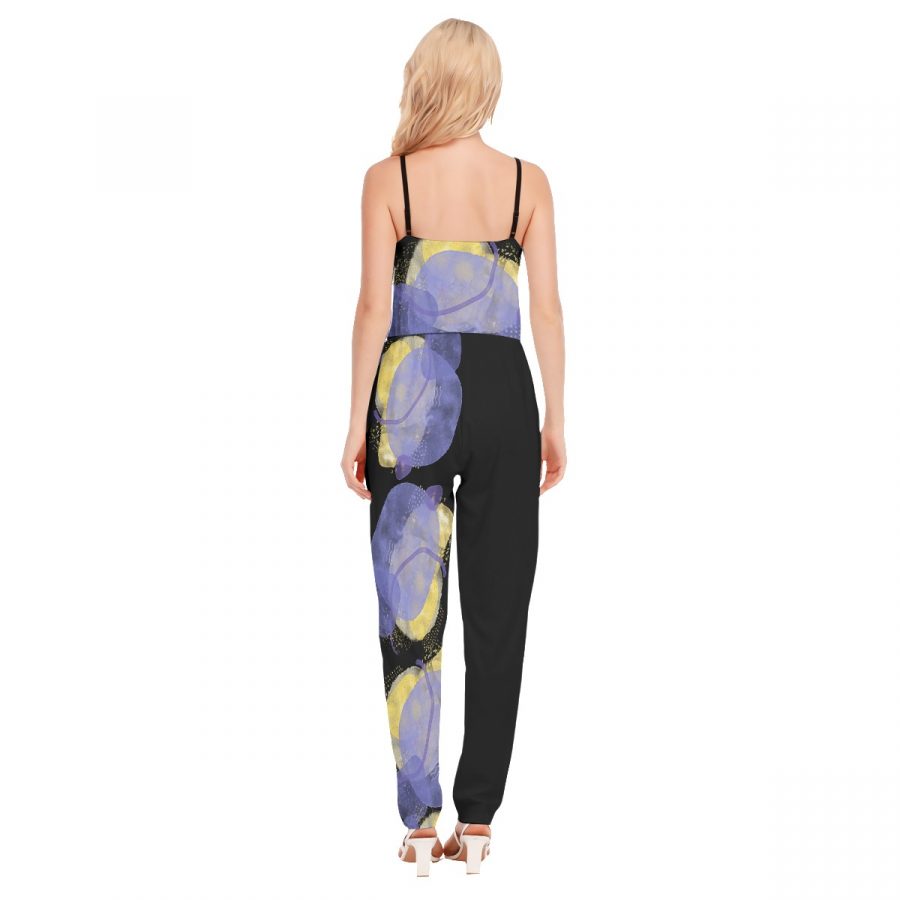 All-Over Print Women's V-neck Cami Jumpsuit - Image 4