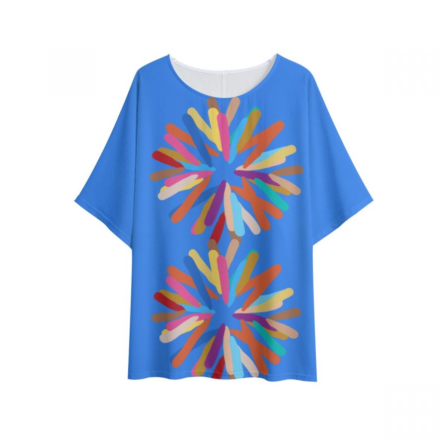 All-Over Print Women's T-shirt with Bat Sleeve - Image 2