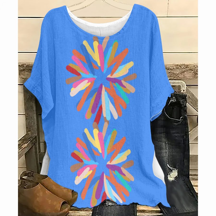 All-Over Print Women's T-shirt with Bat Sleeve