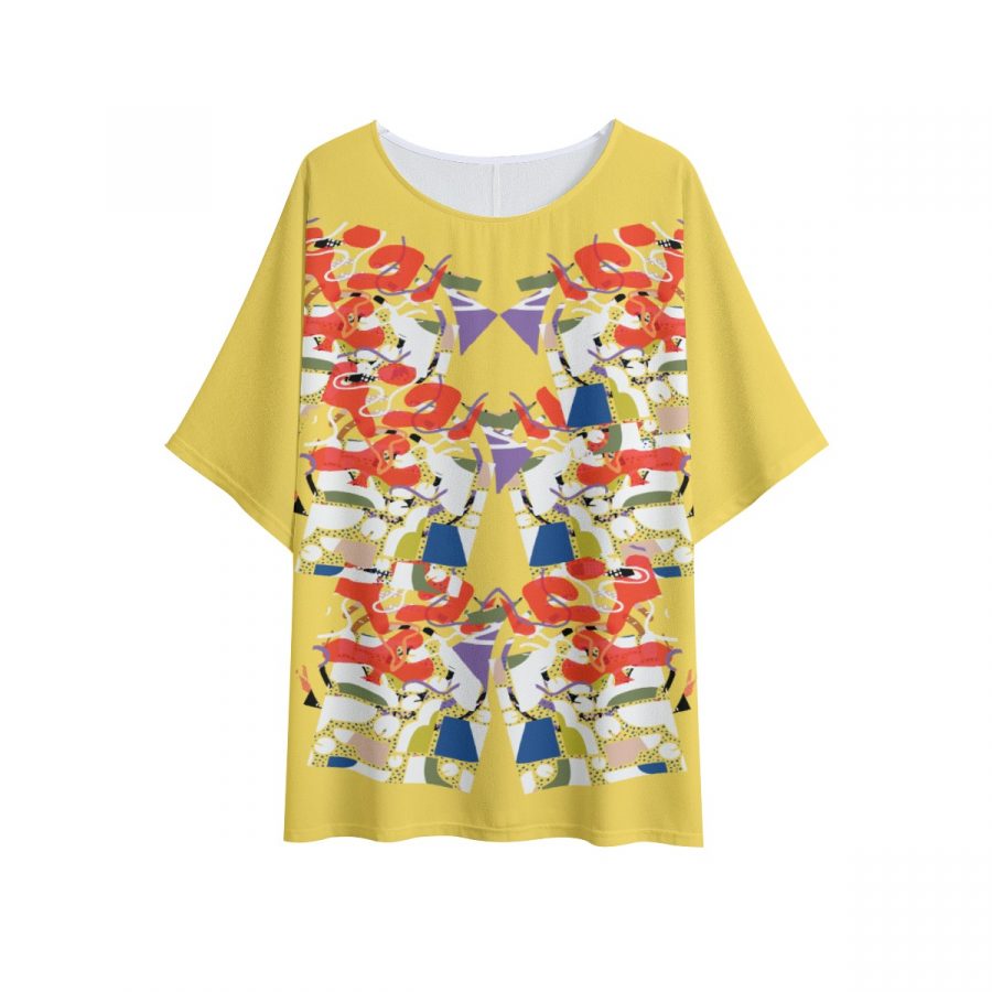 All-Over Print Women's T-shirt with Bat Sleeve - Image 2