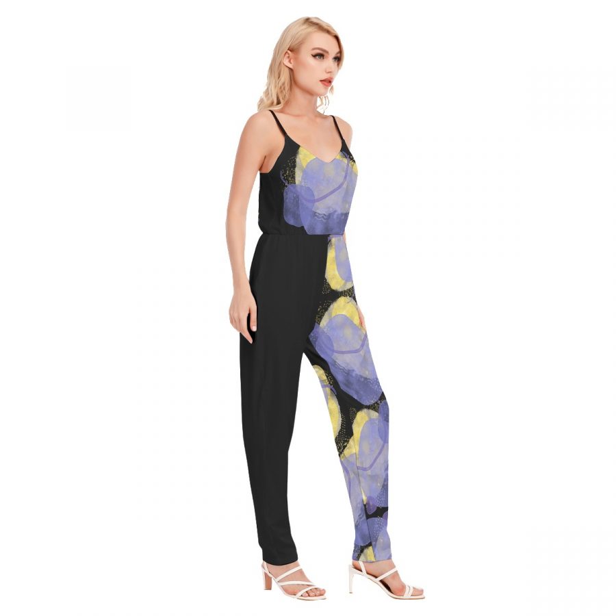 All-Over Print Women's V-neck Cami Jumpsuit - Image 2