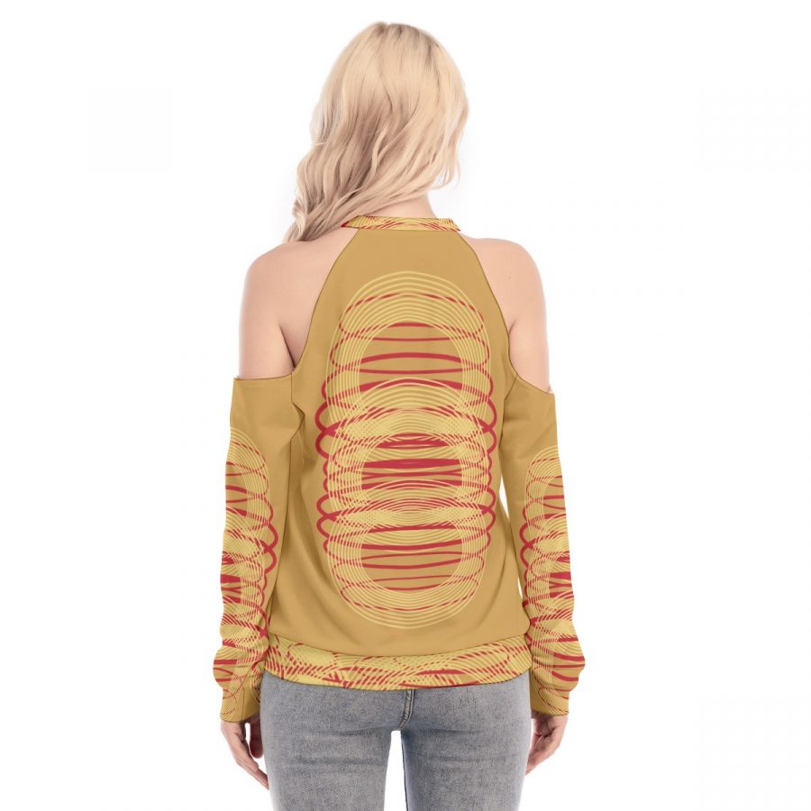 All-Over Print Women's Cold Shoulder Sweatirt - Image 4