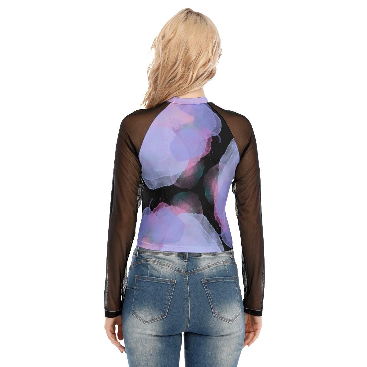 All-Over Print Women's Raglan Mesh Long Sleeve Top - Image 4