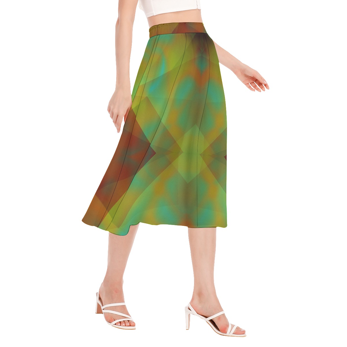 All-Over Print Women's Long Section Chiffon Skirt - Image 2