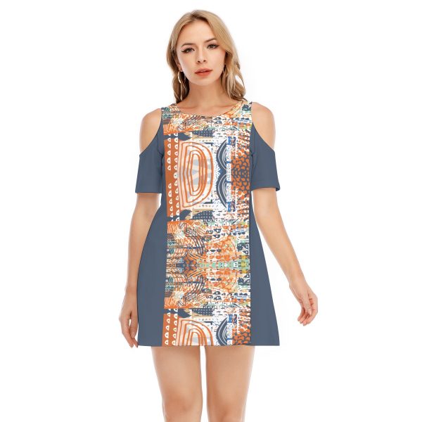 All-Over Print Women's Cold Shoulder Dress | 190GSM Cotton