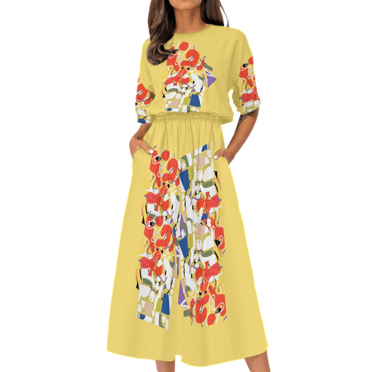 All-Over Print Women's Elastic Waist Dress - Image 3