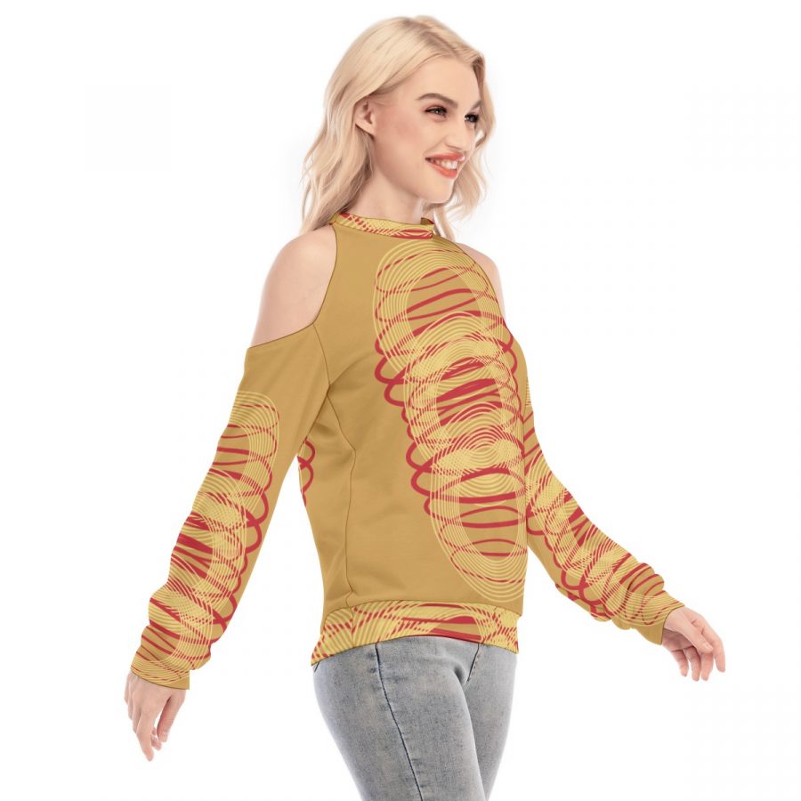 All-Over Print Women's Cold Shoulder Sweatirt - Image 3
