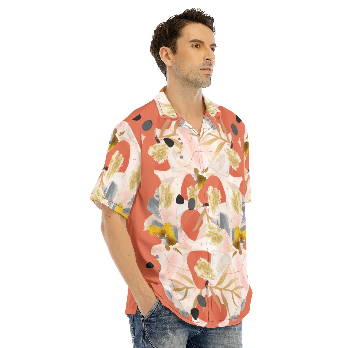 All-Over Print Men's Hawaiian Shirt With Button Closure - Image 2