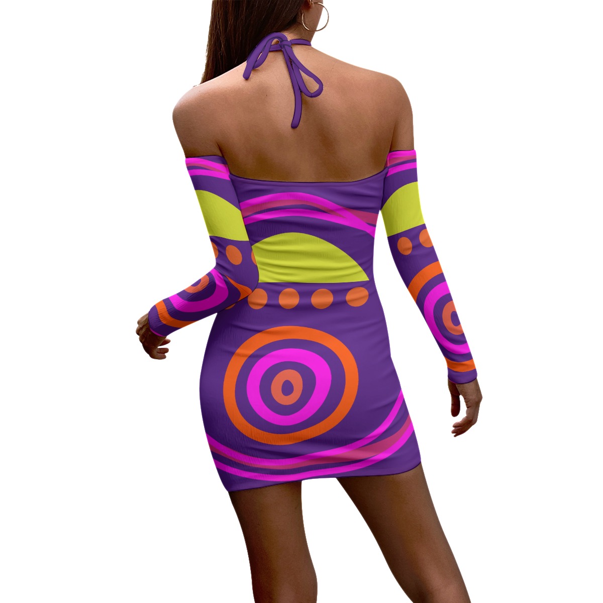 All-Over Print Women's Halter Lace-up Dress - Image 4