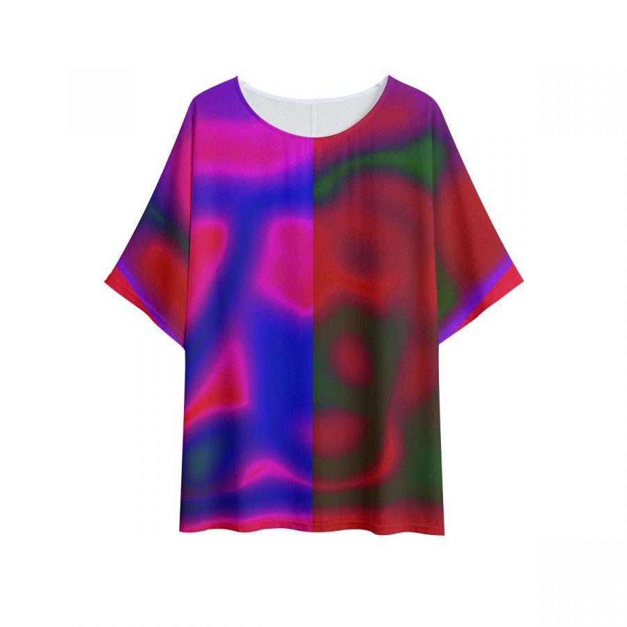 All-Over Print Women's T-shirt with Bat Sleeve - Image 2