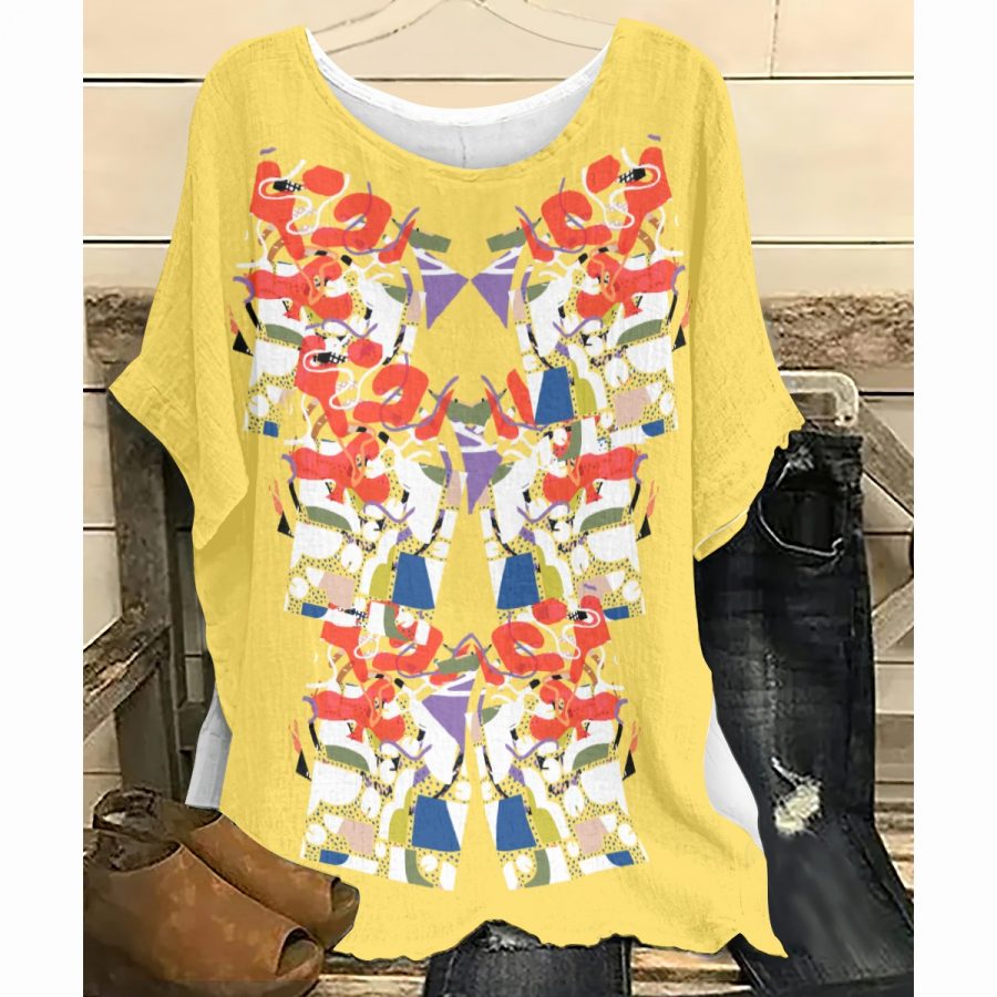 All-Over Print Women's T-shirt with Bat Sleeve