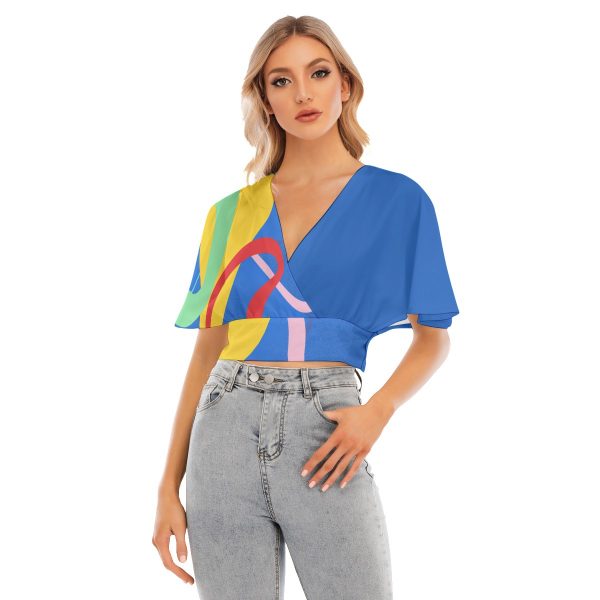 All-Over Print Women's Bat Sleeve Crop Top