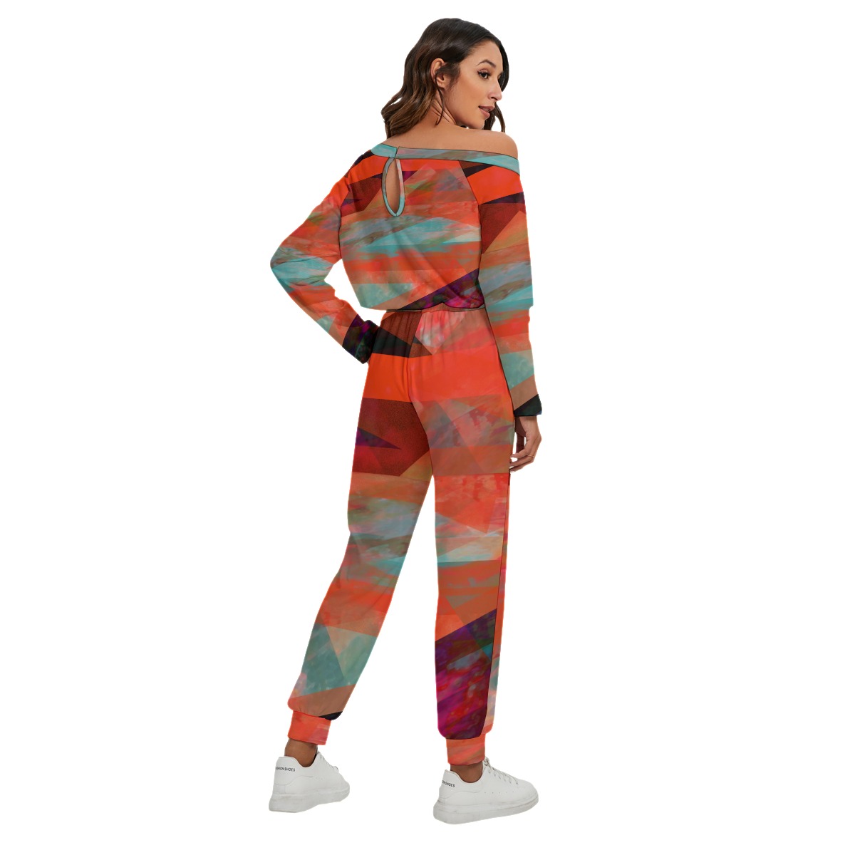 All-Over Print Women's Off-Shoulder Jumpsuit - Image 4