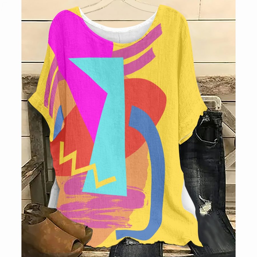 All-Over Print Women's T-shirt with Bat Sleeve