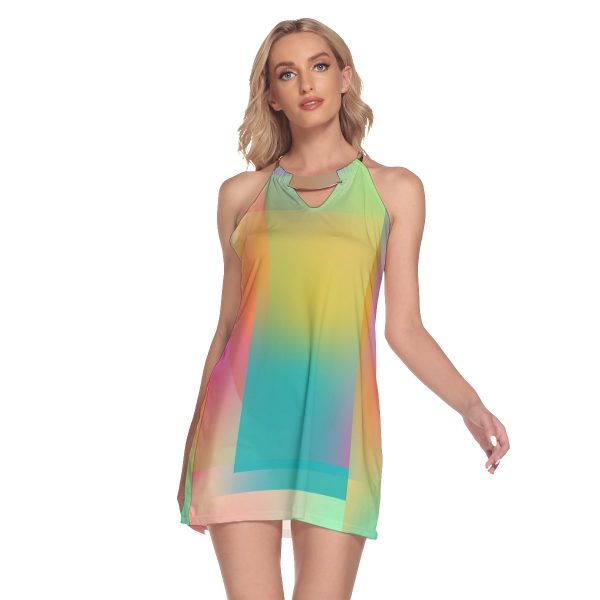 All-Over Print Women's Round Neck Above Knee Dress