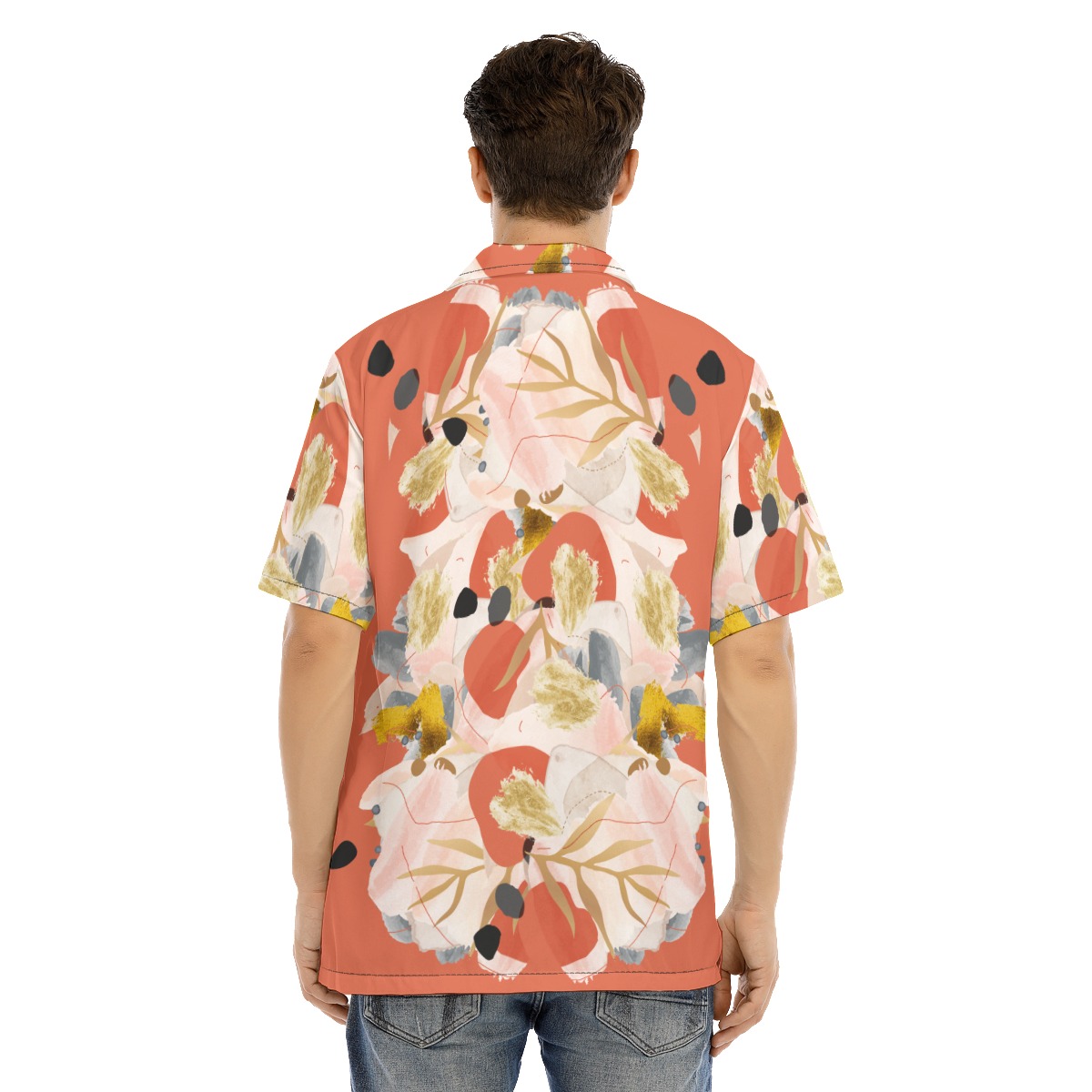 All-Over Print Men's Hawaiian Shirt With Button Closure - Image 4