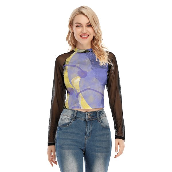 All-Over Print Women's Raglan Mesh Long Sleeve Top