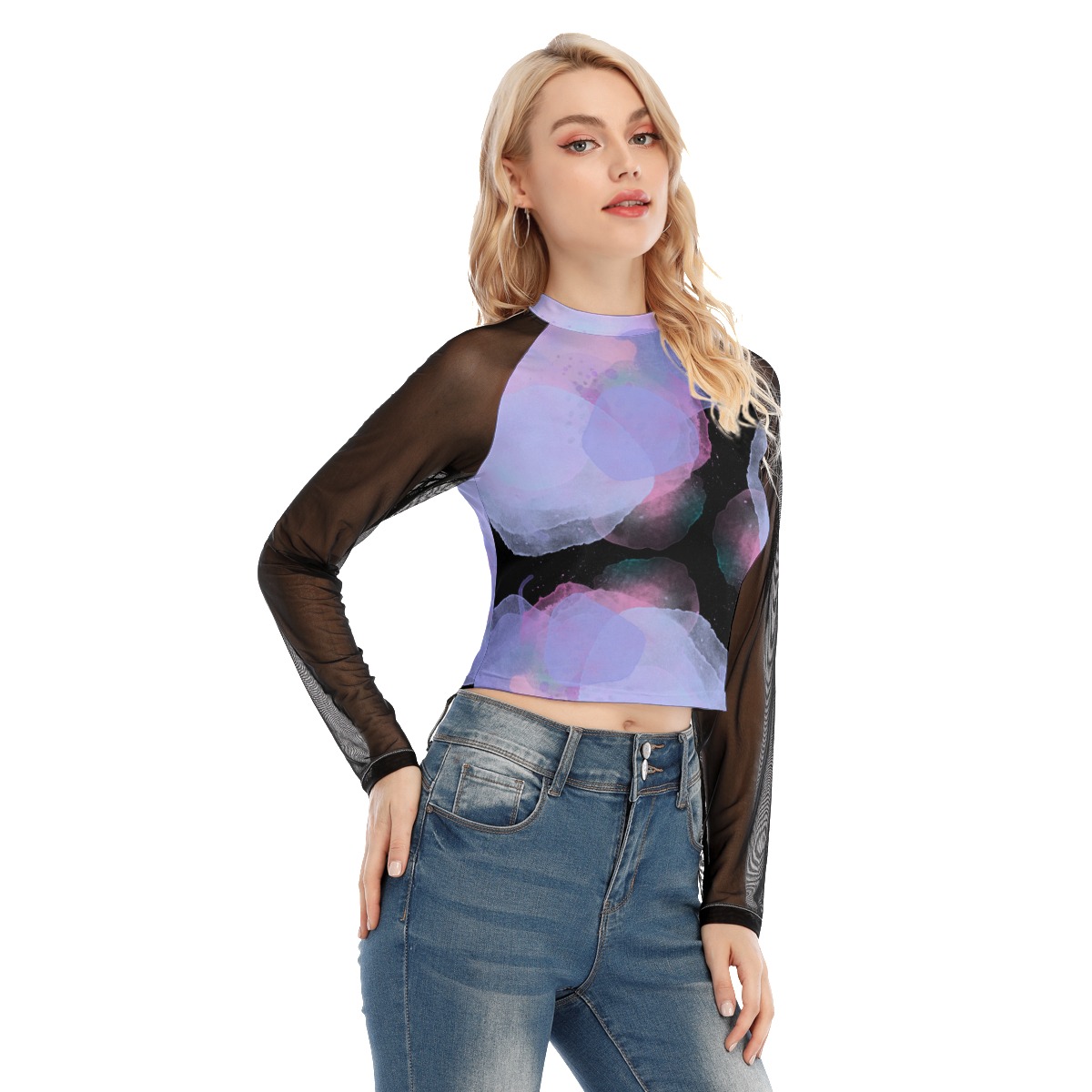 All-Over Print Women's Raglan Mesh Long Sleeve Top - Image 3