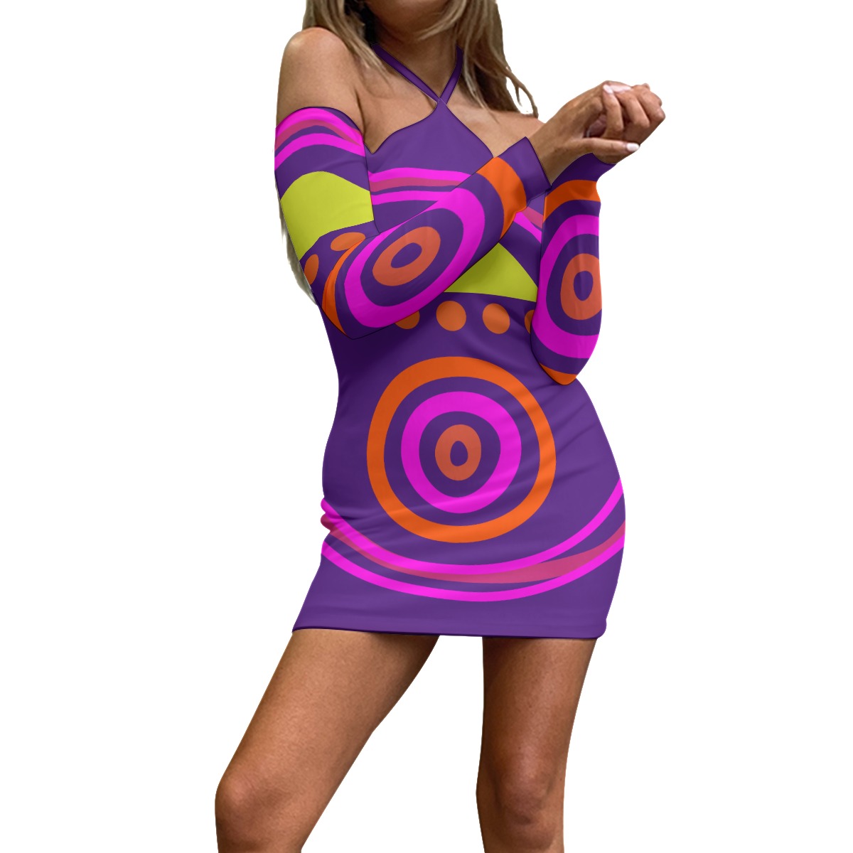 All-Over Print Women's Halter Lace-up Dress - Image 2