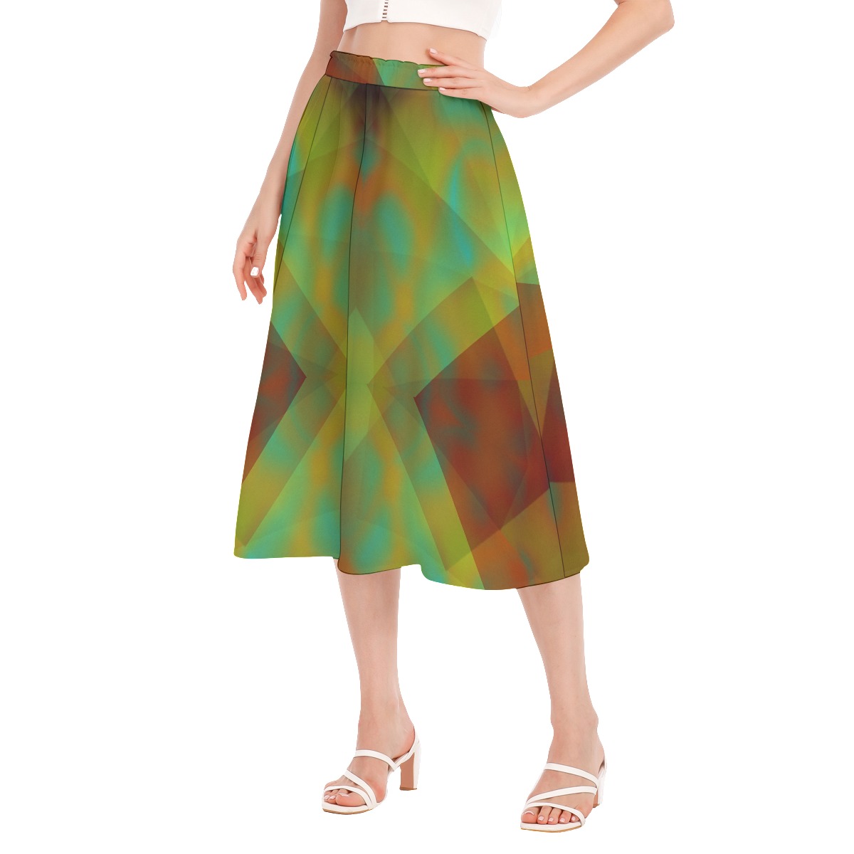 All-Over Print Women's Long Section Chiffon Skirt - Image 3