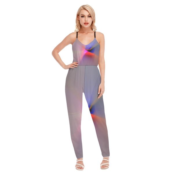 All-Over Print Women's V-neck Cami Jumpsuit