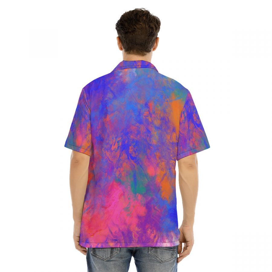All-Over Print Men's Hawaiian Shirt With Button Closure - Image 4