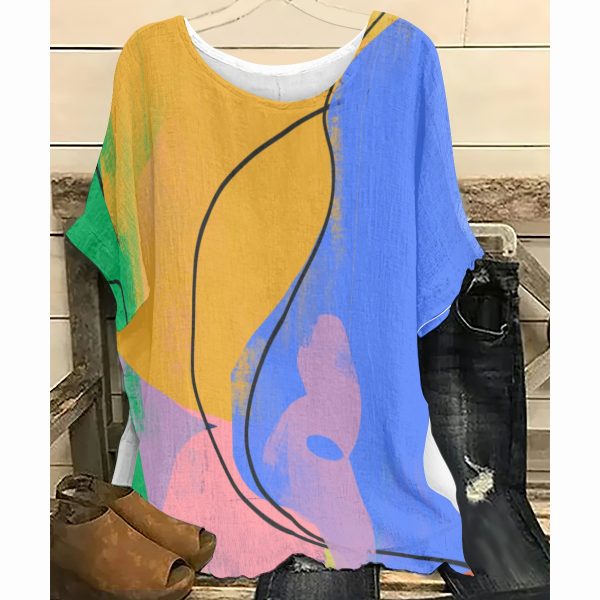 All-Over Print Women's T-shirt with Bat Sleeve