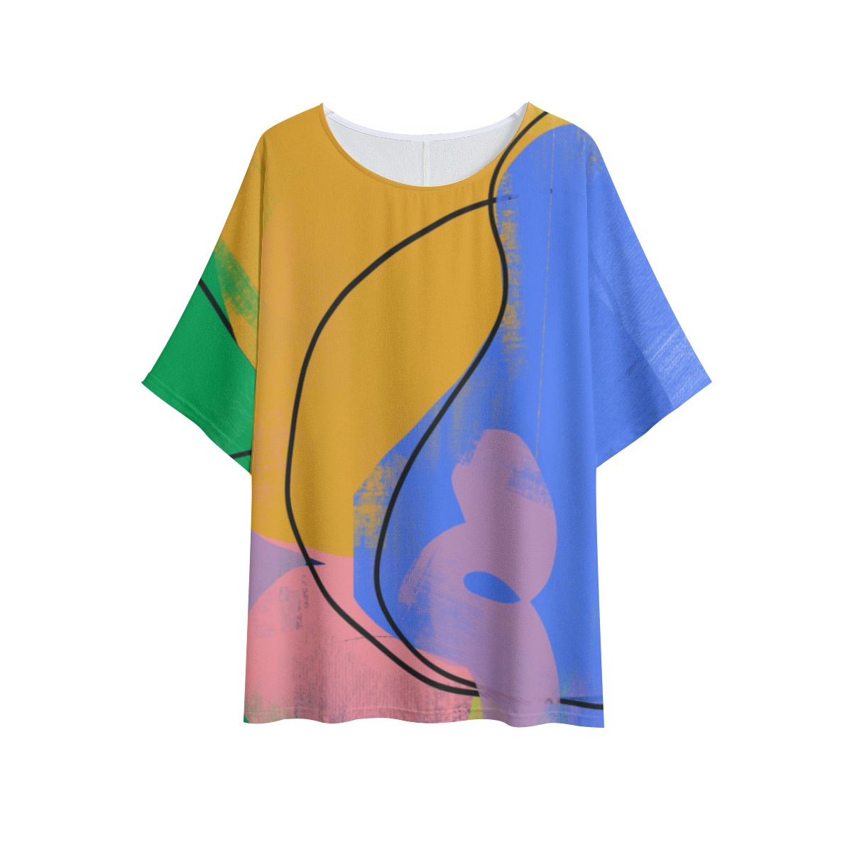 All-Over Print Women's T-shirt with Bat Sleeve - Image 2