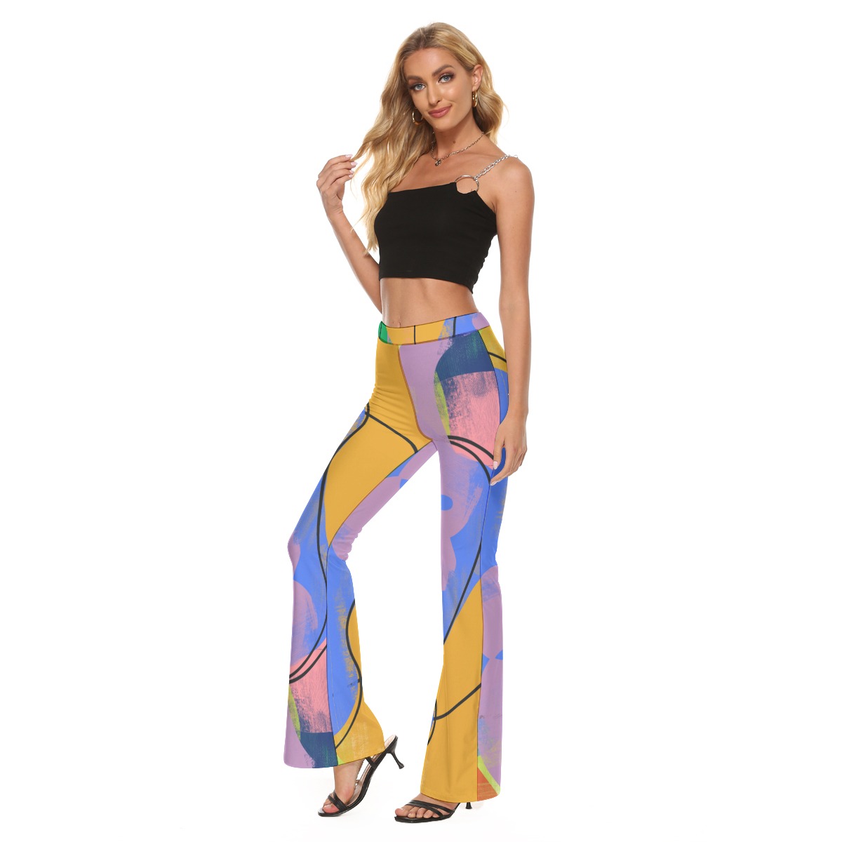 All-Over Print Women's Skinny Flare Pants - Image 3
