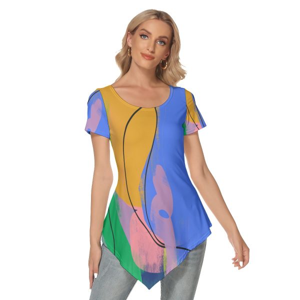 All-Over Print Women's Irregular Hem Short Sleeve T-shirt