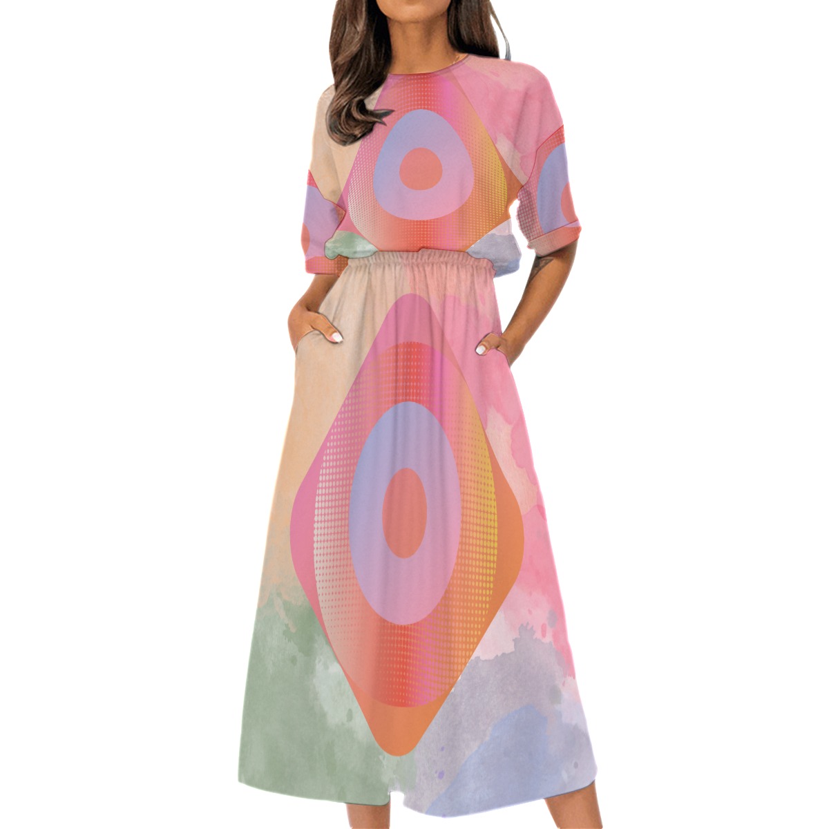 All-Over Print Women's Elastic Waist Dress - Image 3