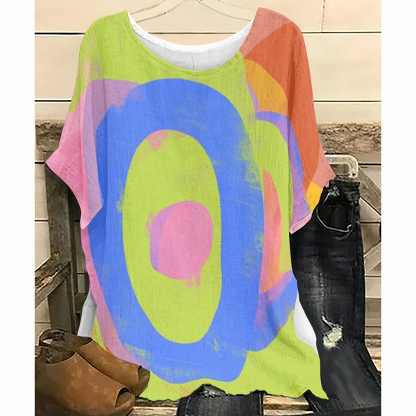 All-Over Print Women's T-shirt with Bat Sleeve