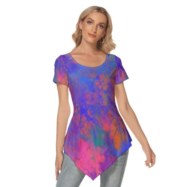 All-Over Print Women's Irregular Hem Short Sleeve T-shirt