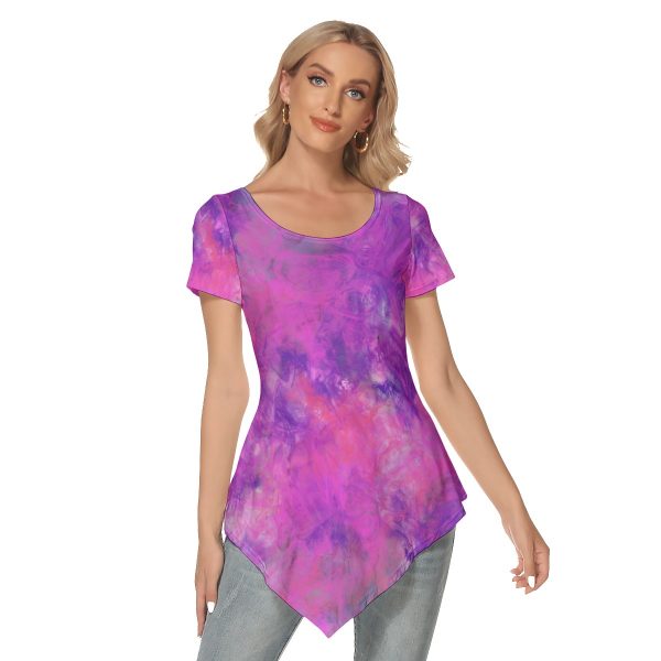All-Over Print Women's Irregular Hem Short Sleeve T-shirt