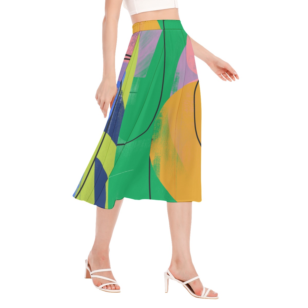 All-Over Print Women's Long Section Chiffon Skirt - Image 2