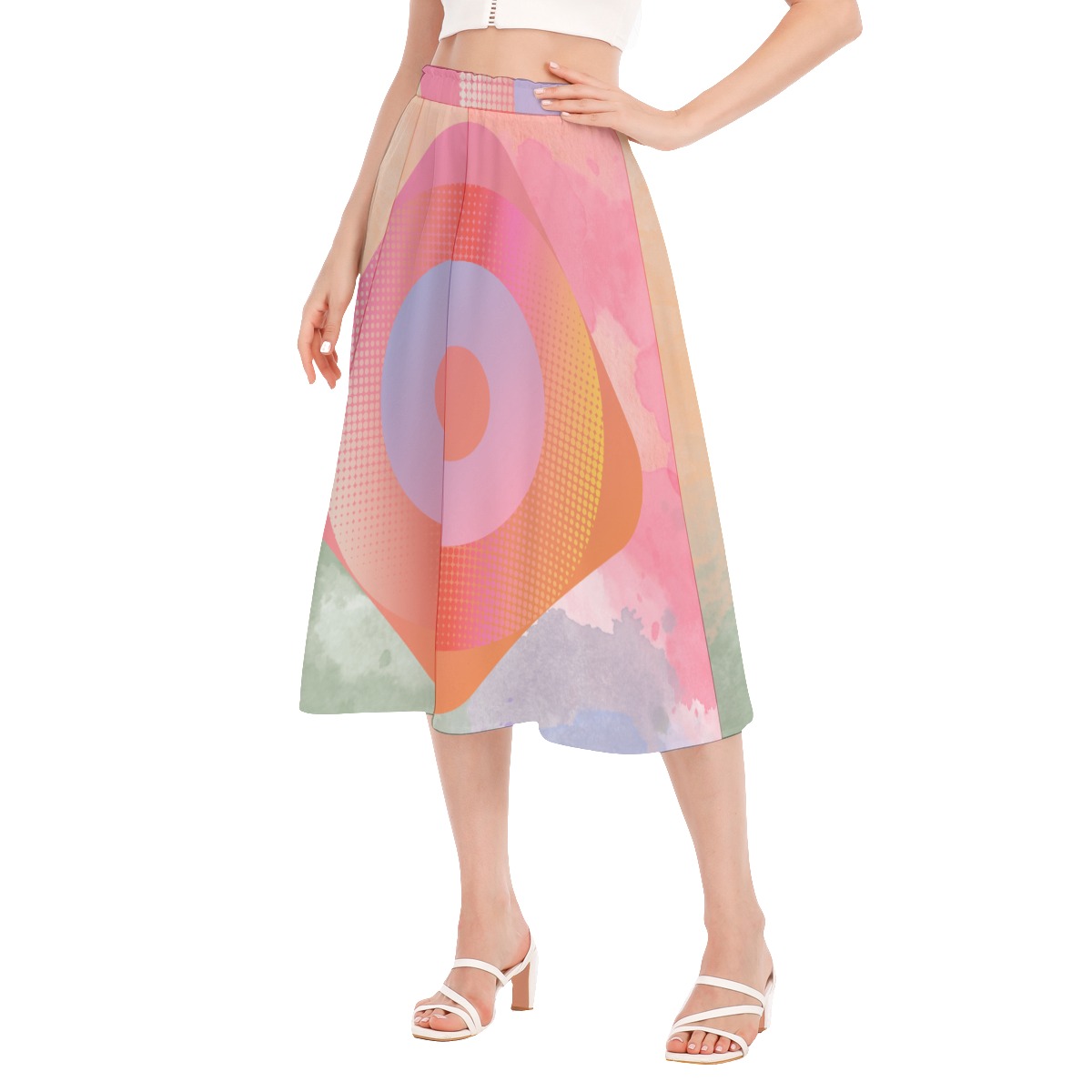 All-Over Print Women's Long Section Chiffon Skirt - Image 3