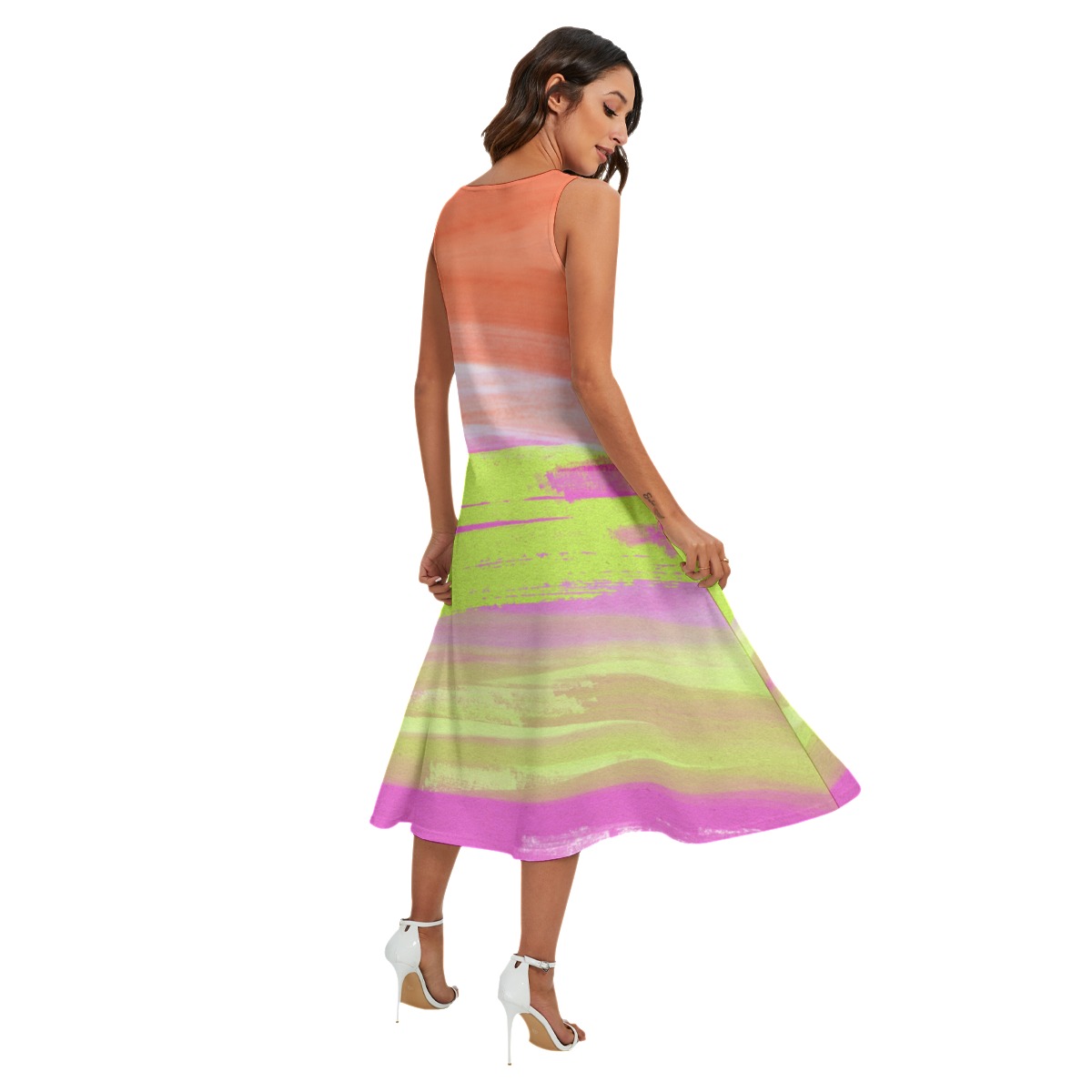 All-Over Print Women's Sleeveless Dress With Diagonal Pocket - Image 4