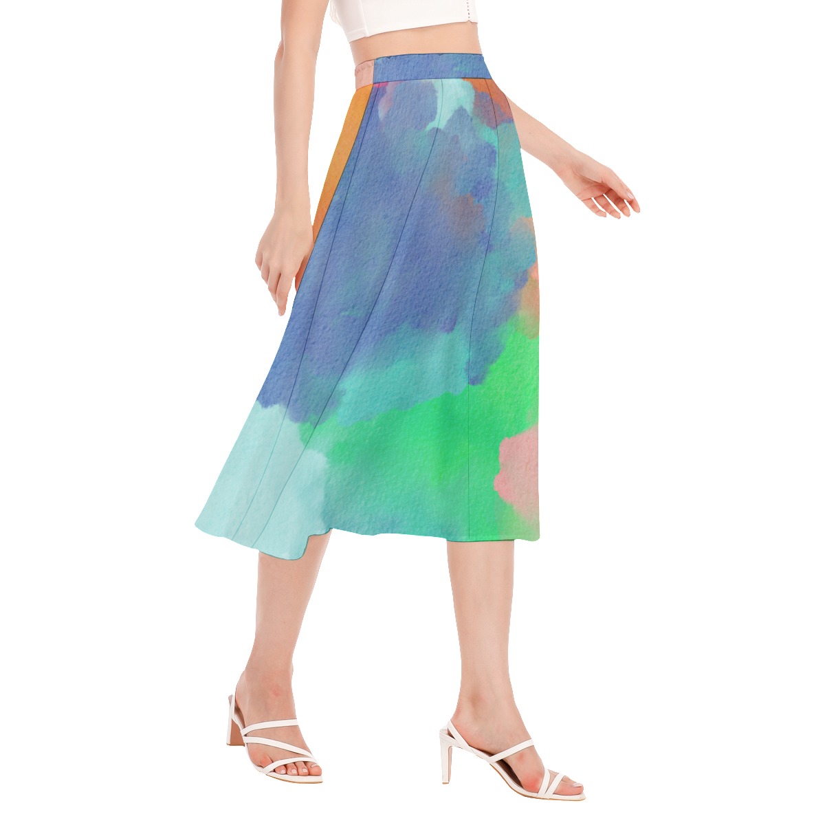 All-Over Print Women's Long Section Chiffon Skirt - Image 2