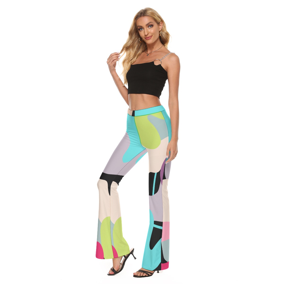 All-Over Print Women's Skinny Flare Pants - Image 3