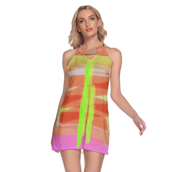 All-Over Print Women's Round Neck Above Knee Dress