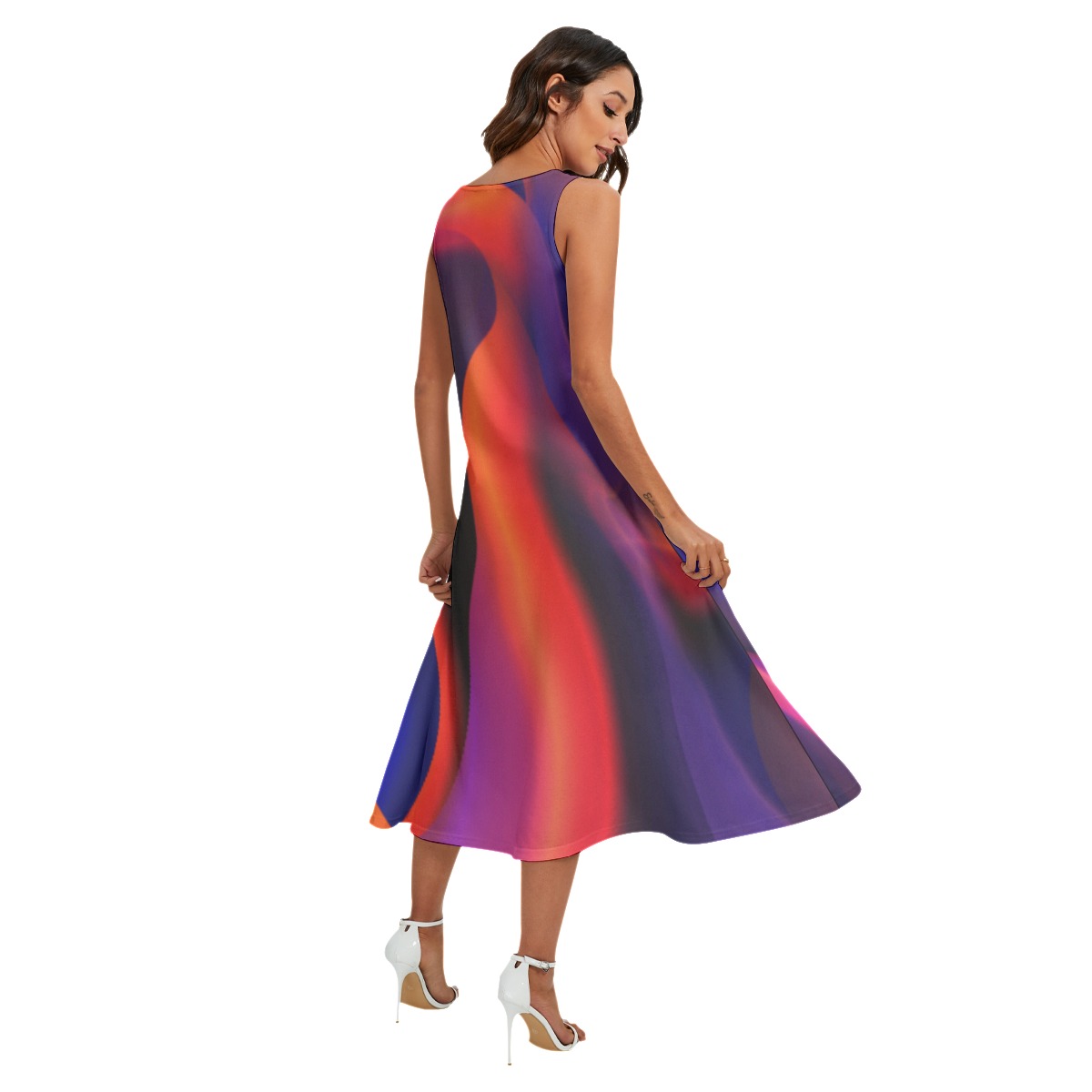 All-Over Print Women's Sleeveless Dress With Diagonal Pocket - Image 4