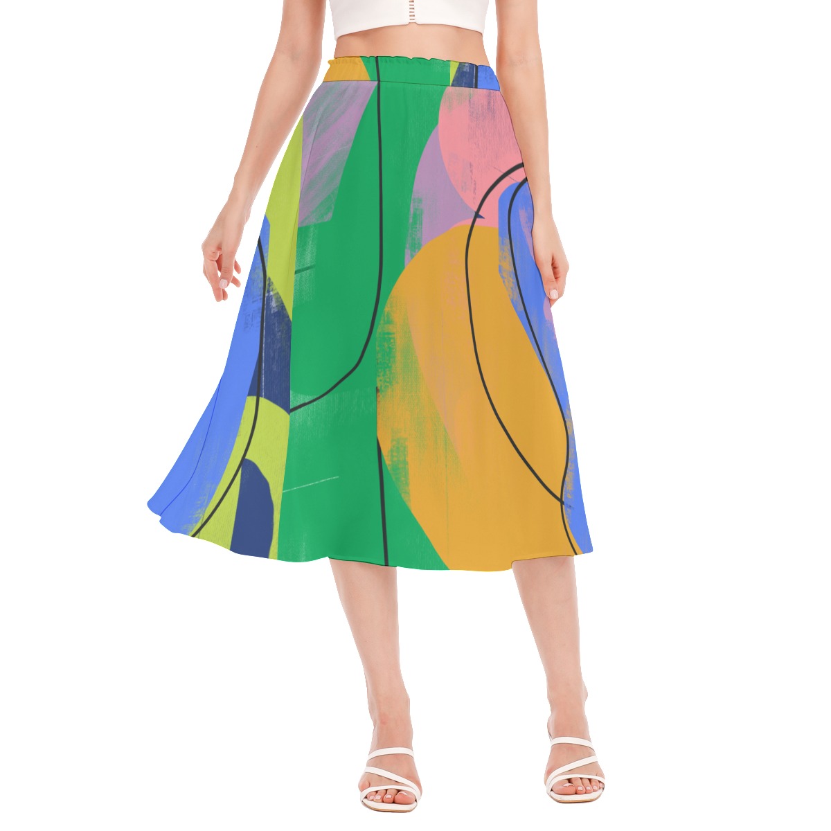 All-Over Print Women's Long Section Chiffon Skirt